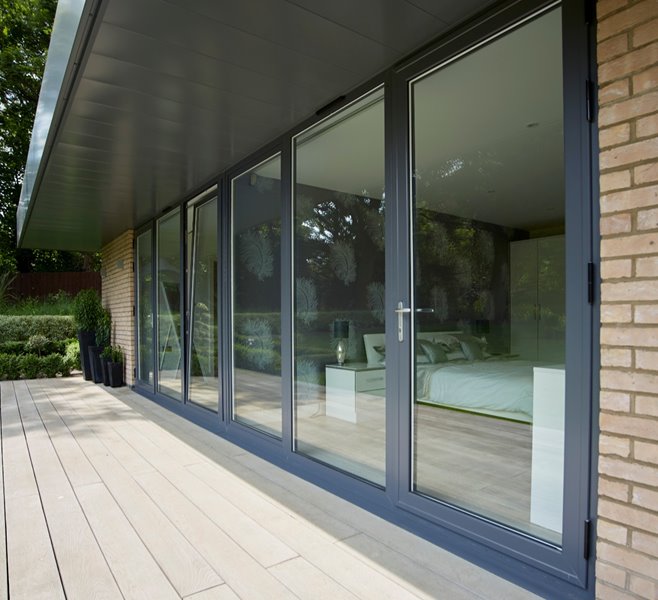 Optio Folding Aluminium Bi-fold Door. GL Glazing & Window Services.