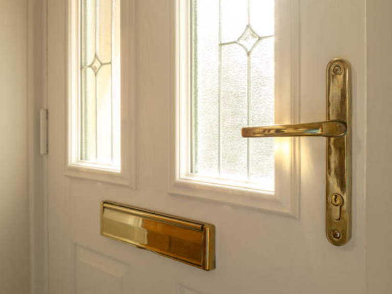 Satin etched glass door